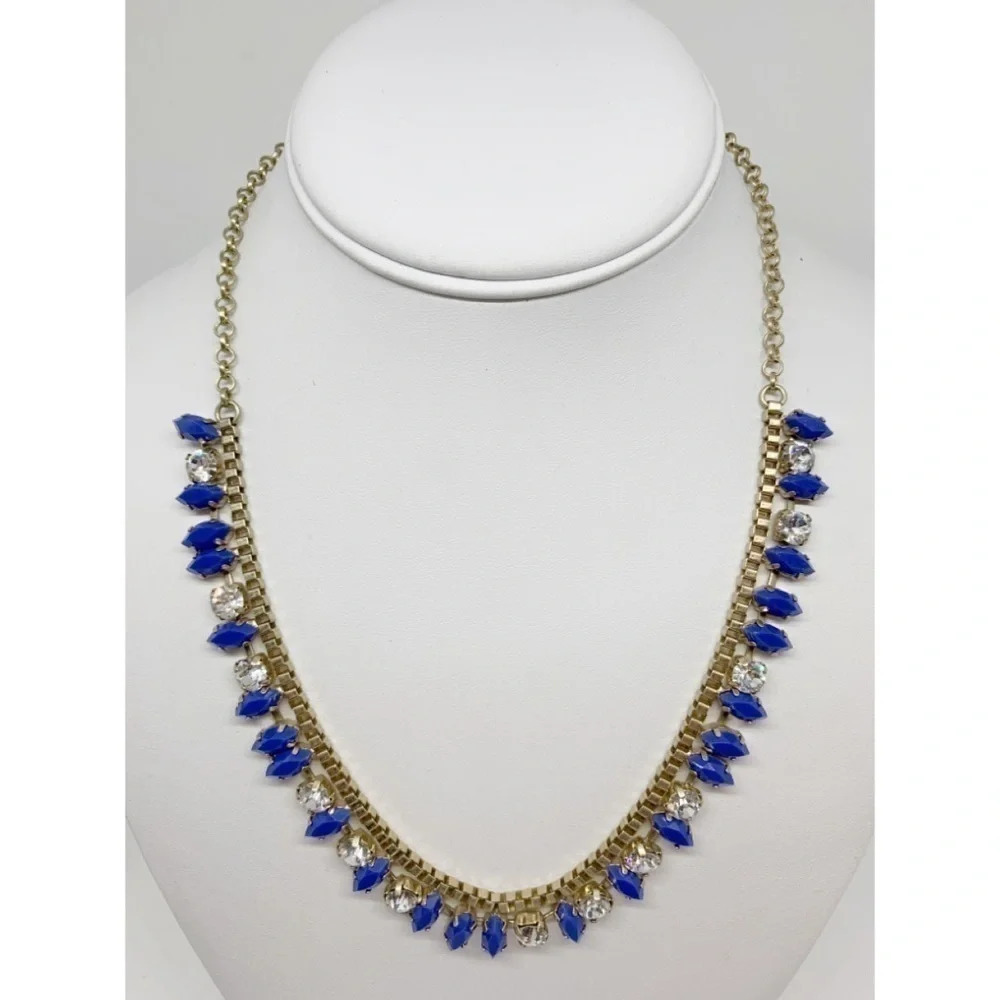J. Crew Blue & Rhinestone Necklace